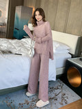 And Winter 2025 New Lazy Wind Loose High-Necked Sweater Suit Women's Fashionable Broad Leg Pants Two Sets Of