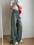 Zingj Wash Do Old Jeans Women's Spring High Waist Loose Wide Leg Pants Straight Pants Drag Floor Trousers