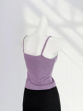 Zingj Bird Handmade Crochet Purple Flower Sling Vest Female Summer Outside Wear Summer Dopamine Top