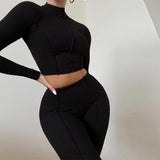 2025 Spring Women's New Fashion Set Reverse Design High Waist Solid Color Two