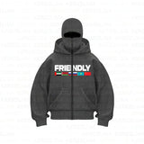 Trendy Pop Double Hat Design Hoodie Autumn And Winter New Men's And Women's Loose Y2K