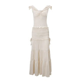 Zingj Summer New Women's Sexy Crop Low Breast Short Vest French Temperament Pleated Skirt Suit