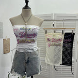 Shot With Chest Pad Lace Lace Hollow Hottie Breast Drawstring Thin Brat Waistcoat Sleeveless Top