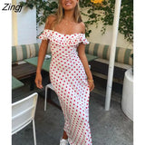 Polka Dot White Dress RUFFLES U-Neck Maxi Dress Female Sexy Sheer Lace-up Long Dress Spring Summer 2023 New