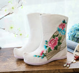 Zingj Boots Six Centimeters High Heel Ankle Boots Spring And Autumn Cloth Boots Women's Ankle Boots Embroidered Shoes Cloth Shoes Hanfu