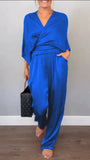 Women's Summer Fashion Solid Color Sleeve Short-Sleeved Blouse Trousers