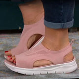 Spring And Summer New Hollow Leisure Large-Size Thick-Soled Women's Sandals Breathable Knitted Fish Mouth Flat