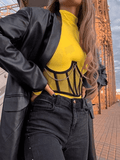 Chain Embellished Mesh Corset Top-Outfit