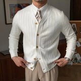New Knitted Sweater Men's Spring And Autumn Trend Solid Color Blouse Youth Thin Business Leisure Sweater