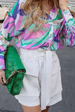 Up Shirt Women Vintage Blouse Female Lapel Fashion Print Shirt Ladies Casual Loose Long Sleeve Shirt Spring Chemise