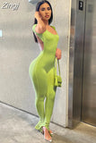2023 Sexy Women Summer Fashion Jumpsuits Solid Color Short Sleeve Long Flare Pants Rompers Backless Slim Fit