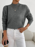 And Winter Half-High Collar Cover Long-Sleeved Sweater Women's Fashion Solid Color Loose Knitting