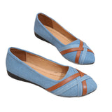 Large-Size Denim Cloth Low Help Shallow Single Shoes Female Flat Soles Feet Casual Lazy Bean