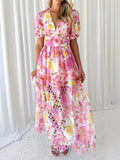 Women's Color Printing Embroidery Sleek Fashion Splicing Dress Women
