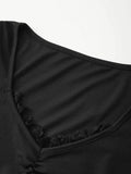 Lace Trim Black Long Sleeve Knit Top- Outfit