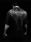 Summer Demon Cross Print Short-Sleeved T-Shirt Stranded Trousers Round Collar Men's Top