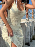 Beach Hoodie Sexy Long Hollow Knitted Slings Bareback Holiday Sunscreen