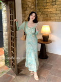 Xixi 13 Line 2025 Summer New Elegant Temperament Printing Pure Desire High-Waisted Sling Dress