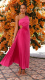 Zingj Spring And Summer Elegant Folding Dress Single Shoulder Waist Hollow Dress
