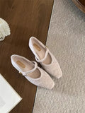 Hairy French Temperament Low Heel Hair Single Shoes Women 2025 New Fairy Evening Wind Plus Velvet Mary Precious