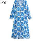Women Vintage V Neck Floral Print Single Breasted Midi Shirt Dress Office Lady Chic Pleats Design Casual Vestidos