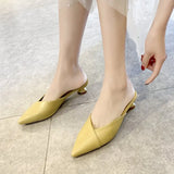 Wearing Slippers Outside The Women's 2025 Summer New Pointed Korean Version Of Fashion Thick And Lazy Half-Dragging Sandals
