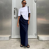 Zingj And Summer New Simulation Silk Skirt Satin Bread Hip Skirt Women Casual Color Tintail