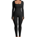 And Summer Threaded Collar Hips Sexy Yoga Sports Long-Sleeved Short-Sleeved Jumpsuit Trousers