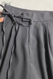 Autumn Winter Korean Fashion Chic Women's Pants Elegant High Waist Bandage Design Loose Wide Leg Woman Trousers Lace