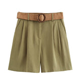Summer New Women's Casual Temperament Simple Fashion With Belt Baimu High-Waist