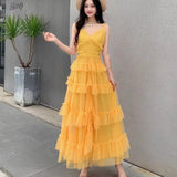 Light Yarn Bare Back Sweet Wooden Ear Slings Long Shaft Fairy Air Mesh Irregular
