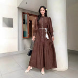 Heavy Industry Embroidery Hook Flower Lantern Sleeves To Close The Waist Dress Female High-Grade Feeling Thin Temperament Reduce The Age Of The Long