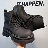 Zingj Charcoal Black High Tube Male British Thick Chelsea Boots Locomotive Martin Pipe Boots Trend Short Boots