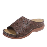 Women's Shoes 2025 Summer Flower Fish Mouth Sandals Hollow Slope And Cool Slippers Women's