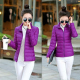 Jacket Women Parkas Light Outerwear solid Coats Short Female Slim Cotton padded basic tops