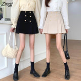 Skirts Women Mini Solid Preppy Simple All-match Button Casual High Waist Trendy Korean Style New Arrival Vintage