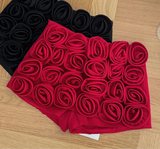 High Waist Three-Dimensional Rose Shorts- Outfit