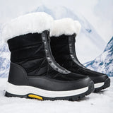 Snow Boots Women With Velvet Thick Cotton Shoes 2025 Winter New Zipper Thick-Bottomed Warm Cotton