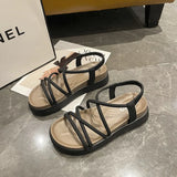 Roman Sandals In The Summer Of 2025, Women's Thick-Bottomed Fashion Fairy Wind Soft-Soled Students Anti-Slip Beach