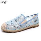 New Lace Mesh Crystal Butterfly Loafers Women Luxury Pearl Moccasins Ladies Summer Walking Shoes Fashion Ballet