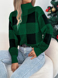 Autumn And Winter Casual Lattice Lantern Long-Sleeved Turtleneck Sweater Women's