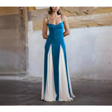 Women's New Slings With Sling Color Splicing Out Shoulder Print Dress Body
