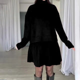 Women's Clothing 2025 Autumn/Winter New High-Necked Long-Sleeved Fashion Casual Rolled Short Dress