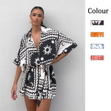 Zingj Summer 2024 Ladies With Waist Strap Geometric Print Sexy Jumpsuit