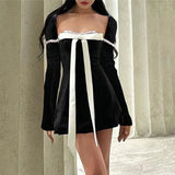 Zingj Winter New Women's Sexy Pure Desire French Bow Tie Temperament Striped