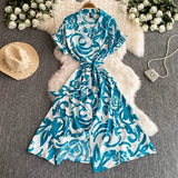 Sales Of 2025 Summer High-End Ocean Gas Printing Long Shirt Dress