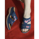 New Women's Shoes Hollow Flowers Embroidered Cool Shoes Slope And Large Women's Slippers