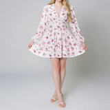 Women's Temperament Sweet Broken Flower High Waist Repair V Collar Short Long Sleeve