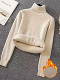 Thicken High-Neck Sweater Temperament Inside To Keep Warm Jacket