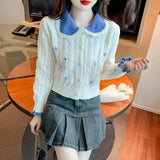 Zingj New Autumn With Long-Sleeved Sweater Versatile Show Thin Short Jacket Sweet Doll Collar Knit Cardigan Girl-Outfit
